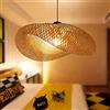 PANNN E27 Lampada A Sospensione Vintage Luci Pendenti Cappello Di Paglia Lampadario Retro Plafoniera in Bambù Intrecciato Rattan Regolabile in Altezza Ristorante Ufficio Illuminazione,100cm