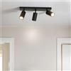 Licht-Erlebnisse Faretto da soffitto acciaio inox alluminio nero soggiorno ufficio 39,5 cm GU10 orientabile a 3 fiamme mirato lungo faretto da soffitto cucina LEO