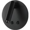VR VETRINEINRETE Vetrineinrete® Applique orientabile da parete comodino doppia fonte luminosa 8 watt lampada da letto moderna luce calda 3000k (Nero)