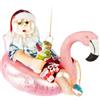 BRUBAKER Babbo Natale in Vacanza - Pallina in Vetro Dipinta a Mano - Babbo Natale su Gonfiabile a Fenicottero Rosa con Occhiali da Sole e Cocktail - Divertente Decorazione per Albero - 12 cm