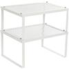 SONGMICS Scaffale Portaspezie, Set di 2 Organizzatori da Cucina | Espandibili, scaffale da cucina impilabile in metallo, Bianco, KCS01WT