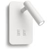 Damastoreitalia Applique a LED da Parete per Interno 6W con Doppio Interruttore e Luce Orientabile Luce Fredda 6500K (Bianco freddo)