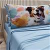 PETTI Artigiani Italiani - Lenzuola Animali con Cani in Cotone con Federe in Stampa Digitale, Lenzuola Matrimoniali, Completo Letto Matrimoniale Azzurro, 100% Made in Italy