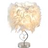 GUANSHAN Lampada da comodino GUANSHAN con piume, paralume moderno da tavolo con piume e base in cristallo a forma di cuore e metallo per soggiorno, camera da letto, bar, ristorante, hotel