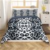 Loussiesd - Set di biancheria da letto per ragazze, ragazzi e bambini, moderno, motivo leopardato, bianco e nero, double face, a tema animali selvatici, per letto king size