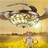 MOLOURK Ø107CM Soggiorno Ventilatore da soffitto con luce di illuminazione Vintage LED Ventilatore Lampada da soffitto camera da letto Con telecomando Per Camera dei bambini Paralume in vetro colorato