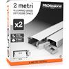Eurocali 2x Profili da 2 metri (4mt) in Alluminio Grigio per Strisce LED Copertura Opaca - larghezza max striscia led 21.5 mm - 23.5 x 9.8
