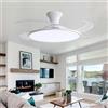 Luyaim 107CM Design Moderno Bianco Plafoniera Con Ventilatore Da Soffitto Pale Retrattili Motore DC 6 Velocità Lampadari Da Soffitto Con Ventilatore Silenzioso Per Cameretta/soggiorno-B
