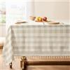 Softalker Tovaglia rettangolare a scacchi, pesante, in lino e cotone, a quadretti, con nappe, antipieghe, per cena, festa, l'aperto, 140 x 260 cm, beige