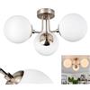 hofstein Plafoniera Cabalonga, moderna lampada da soffitto in metallo/vetro in nichel opaco/vetro latteo, illuminazione dal design moderno con paralumi in vetro (Ø 15 cm), 3 luci, 3 x E14, senza lampadine