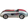 your castle Scatola di latta in forma di auto sportiva con ruote girevoli Speedster 22 argento Barattolo per biscotti, scatola decorativa, capacità: 1,5 l, dimensioni: 27 x 12 x 8 cm