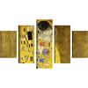 canvashop Quadri moderni soggiorno Klimt il Bacio 5 pezzi 166X90 cm stampe da parete su tela canvas quadro arte arredo camera da letto casa