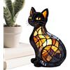 higyee Luci Notturne A LED A Forma Di Gatto - Lampada Da Tavolo Decorativa In Resina A Forma Di Animale | Lampada Da Comodino Creativa A For-ma Di Gatto In Vet-ro Colorato Per Decorazioni Di Halloween (B)