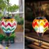 Generic Confezione da 2 lampade solari a forma di mongolfiera, fiamma tremolante, da appendere, per esterni, giardino, mongolfiera, decorazione da giardino, impermeabile, luci tremolanti per cortile e patio