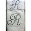 RICAMI FIORENTINI BALDI Set Asciugamani con Iniziale, Spugna di Cotone 100% 400 gr/mq, 2 Pezzi: Viso+ ospite. Idea Regalo. (Lettera R) Grigio