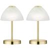 meineWunschleuchte Set di 2 lampade da tavolo decorative a LED, in metallo, 4 posizioni, con dimmer touch, in ottone opaco, altezza 24 cm