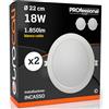 Eurocali Faretti LED da incasso 18W rotondi cornice bianca Luce Bianco Caldo Downlight Ø 220.8x28mm con Incasso Ø 163 mm - Pacco da 2