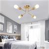 Mengjay lampadario a soffitto, lampadario moderno, base E27 industriale a sospensione per camera da letto soggiorno cucina cascina arte sala espositiva (Oro, 4xFlaming)