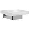 Inda A18110CR21 Lea Portasapone a Parete con Bacinella in Vetro Satinato, L.14 x P.12 x H.5 cm