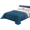 Tata Home Trapunta Invernale Tinta Unita Double Face Matrimoniale Imbottita 300 gr/mq Piumone Caldo Letto 2 Piazze 260x260 cm Made in Italy Bicolore Petrolio Ottanio MOD. D