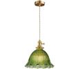 S-Cevada Mini 1-Luce Lampadario a Sospensione in Vetro con E27 Presa in Ottone, Lampada a Sospensione a Soffitto Vintage per Cmera da pranzo, Camera da letto, Cucina (Verde, 23cm)