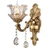WayLuoung Lampada Da Parete Floreale Vintage 1 Testa Paralume In Vetro Cristallo Applique Parete Lampada Parete In Metallo Con Decorazione Color Bronzo Dorato Retrò Comodino (Base E14 Senza Lampadina)