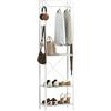 HOMCOM Appendiabiti da Ingresso con Scarpiera, Attaccapanni con Barra Appendi Abiti, 4 Ganci, Ripiano Superiore e 2 Mensole Porta Scarpe, 52x30x180 cm, Bianco