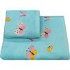 CA' D'ORO Coppia Asciugamani da Bagno Papillon, Asciugamani in Spugna di 100% Cotone 400gr/mq, Set 2 Asciugamani Viso (60 x 110 cm) + Ospite (60 x 40 cm) (Turchese)