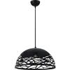damastoreitalia Lampadario da soffitto a sospensione con attacco E27 (lampadina non inclusa) moderno con paralume traforato (Nero)