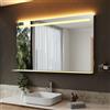 SIRHONA Specchio LED Bagno 120 x 75 cm, anti-appannamento, luminosità dimmerabile e 3 colori regolabili, dimmerabile, memoria, specchio da parete bagno con LED mensola, presa, impermeabile Ip44