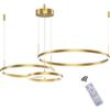 Wandun Moderna lampada a sospensione a LED, 3 anelli collezione di vernice oro, applique a sospensione a luce regolabile Lampadario a soffitto moderno, dimmerabile con telecomando 3000K-6000K - 68W (