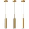 KCO Lighting Lampada a Sospensione Moderna a LED con Cilindro Dorato, Lampada a Sospensione a 3 Luci di Metà Secolo, Luci a Sospensione in Metallo Ottone Spazzolato per Isola Cucina