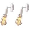 Mengjay 2 pezzi Applique da Parete E27 Luce a parete Retro Industriale Edison Illuminazione a Muro Corridoio Sconce Holder Candeliere Titolare Decorazione per Casa Ufficio Bar Club Caffetteria (Bianca)