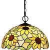Yjmgrowing Illuminazione a sospensione sospesa in stile tiffany da 16 pollici Lampadario a 3 luci in vetro colorato per la lampada a sospensione del salone della cucina della sala da pranzo,220V,E27,C2