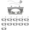 ledscom.de 12x cornice da incasso a soffitto RIR cornice da incasso angolare cromata opaca (LED/alogena/MR16/50mm) incl. presa GU5.3