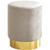 IlGruppone Pouf Cilindro Poggiapiedi Camera Design Pouff Cameretta con Base Dorata Salotto in Velluto Sgabello - Beige