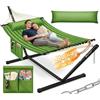 KESSER® Amaca con telaio e cuscino, Amaca doppia per 2 Persone, Portata 200 kg, Interno ed esterno, XXL, Sedia sospesa, Giardino, Piscina, Balcone, Terrazza - Khaki