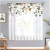 Odot Tende Semi Trasparenti con Tasca per Asta, Motivo Fiore 3D Tenda Voile 1 Pezzo Filtranti Finestra Moderna per Interni Soggiorno Camera da Letto Cucina Balcone (Foglia,132x160cm)