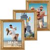 Victor cornice portafoto "Goya" oro 18x24 cm set da 3 - profilo: 31 x 19 mm - stile vintage - vetro acrilico infrangibile - decorazione per la casa
