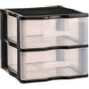 Acan Tradineur - Cassettiera WGN 2 Cassetti - Torre Multiuso per Ufficio, Casa, Scuola, ecc - 32,5 x 37 x 39 cm - Colore Nero - Cassetti trasparenti