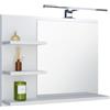 FreshYou Specchio da bagno con 3 ripiani, sospeso, specchio per corridoio, camera da letto, bagno, bianco 60X50 cm LAMPADA LED - Sinistro