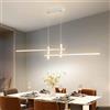 Lanekd Moderna Lampada a Sospensione LED Lampadario Dimmerabile Tavolo da Pranzo Cucina Salotto con Telecomando Plafoniera Altezza Regolabile Sala da Pranzo Camera da Letto Ufficio Soggiorno (Bianco, L90cm)