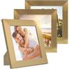 PHOTOLINI Cornici 15x15 cm oro legno MDF, set di 3 cornici larghe, moderne, plexiglass infrangibile, da tavolo o da parete, accessori extra - per una parete dal look raffinato