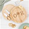 Wanapix | Tagliere per Formaggi Personalizzato | Include Set 4 Utensili in Acciaio Inox | Tagliere in Legno con Testo Inciso | 20ø cm | Dandelion