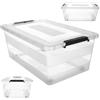 KADAX Scatola portaoggetti con coperchio, contenitore per giocattoli, contenitore in plastica resistente, contenitore con chiusura a scatto, contenitore di immagazzinaggio (trasparente, 40 L)
