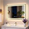 YU YUSING Specchio Bagno con Luce LED 80x60cm, 3 Colori, Luce Regolabili, Specchio da Parete con Interruttore Touch, Antiappannamento, Visualizzazione del Tempo, Telaio in Metallo, Orizzontale Argento