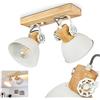 hofstein Lampada a soffitto Orny, lampada a soffitto in metallo/legno in bianco/marrone, 2 luci, con faretti regolabili, 2 x attacco E27, spot design retro/vintage, senza lampadina/e