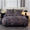 Cotton Market Set di biancheria da letto Cotton Market - Set di biancheria da letto in 3 pezzi - Copripiumino 135 x 200 cm e 1 federa 70 x 80 cm - Fiori dorati (viola)