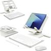 Voppton Supporto da tavolo e tastiera Bluetooth combo per Samsung Galaxy Z Fold 7/6/5/4/Z Trifold, set 4 in 1 include penna mouse, supporto regolabile e pieghevole per tablet adatto per smartphone e tablet da