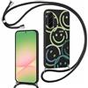 Xylota Cover Cordino per Samsung Galaxy A57 5G 6,7, Aesthetic Disegni Smile Face Custodia con Corda Collana Tracolla Laccio, Sottile Silicone TPU Bumper Antiurto Protettiva Case per Samsung A57, Nero
